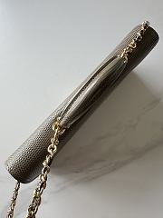 Chanel Top Handle Long Clutch Calfskin Lizard Dark Khaki 25x9.5x5cm - 2