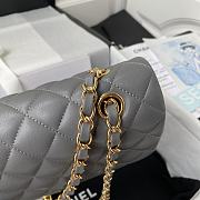 Chanel Flap Bag Grey Lambskin Gold 25cm - 5