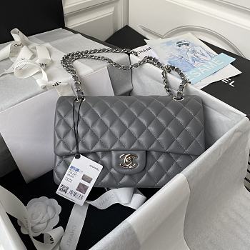 Chanel Flap Bag Grey Lambskin silver 25cm