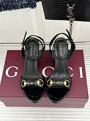 Gucci Black Donna Patent Leather Wedge Sandals 8cm - 4
