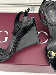 Gucci Black Donna Patent Leather Wedge Sandals 8cm - 2