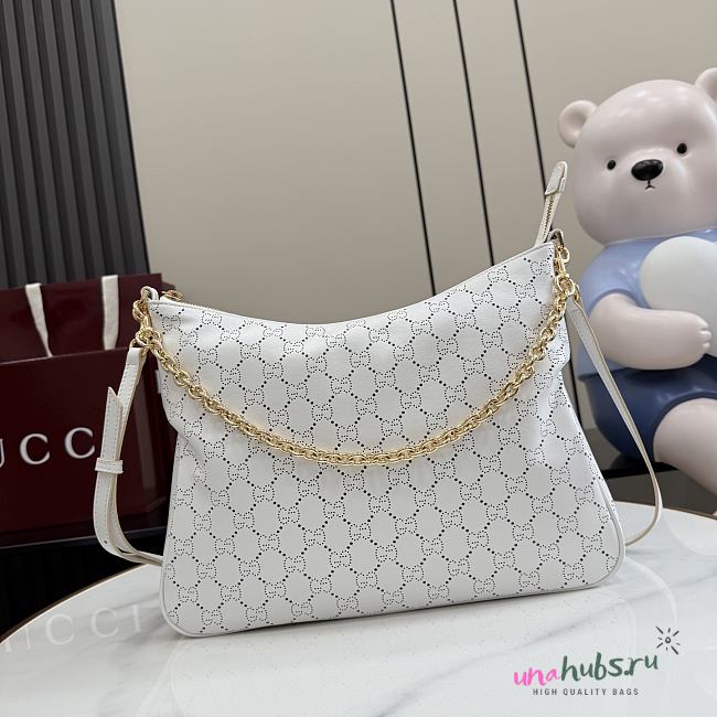 Gucci Lady Lunetta Chain medium shoulder bag white 30.5x24x6.5cm - 1