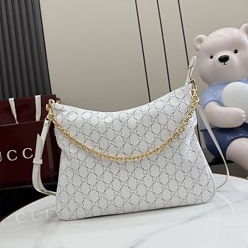 Gucci Lady Lunetta Chain medium shoulder bag white 30.5x24x6.5cm