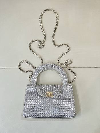Chanel Kelly Bag Strass silver 19x13x7cm