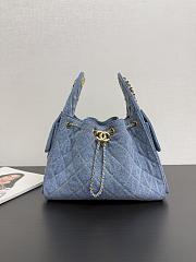 Chanel Small 25 Handbag Denim Gold 30x26x14cm - 1