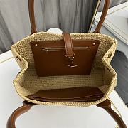 YSL Panier leather-trimmed raffia tote bag 29x20x9cm - 4
