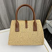 YSL Panier leather-trimmed raffia tote bag 29x20x9cm - 2