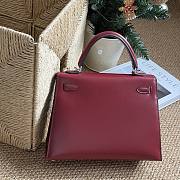 Hermes Kelly 25 Red Box Silver 25cm - 3