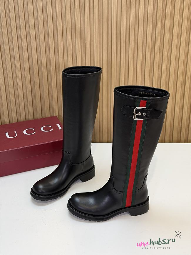 Gucci biker boot with Web  - 1