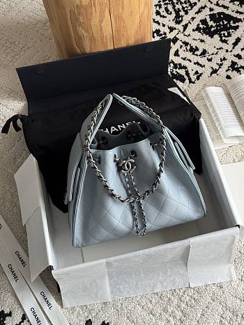 Chanel Small 25 Handbag Blue Silver 30x26x14cm