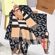 Burberry Monogram Wool Cashmere Jacquard Cape 140x140cm - 4