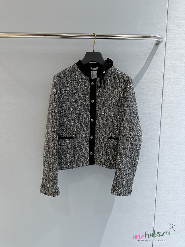 Dior Jacket Gray Oblique Silk-Wool-Cotton-Blend  - 1