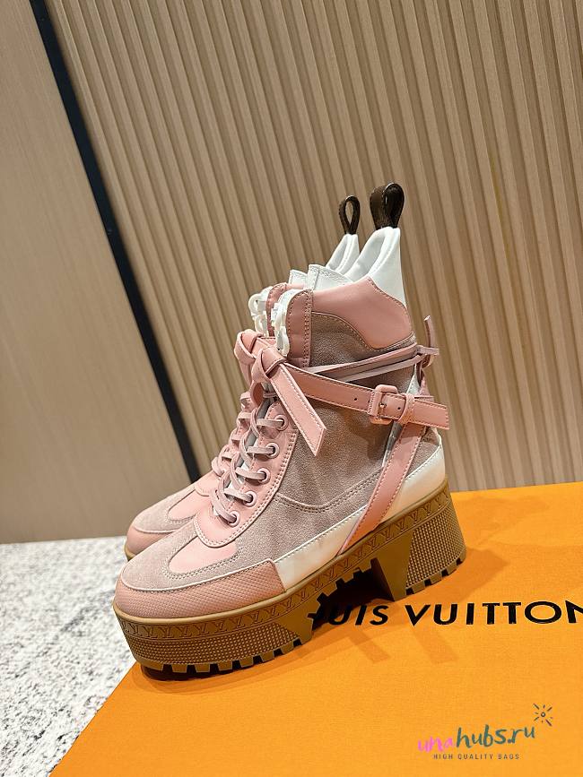 Louis Vuitton LV Monogram Suede Pink Combat Boots - 1