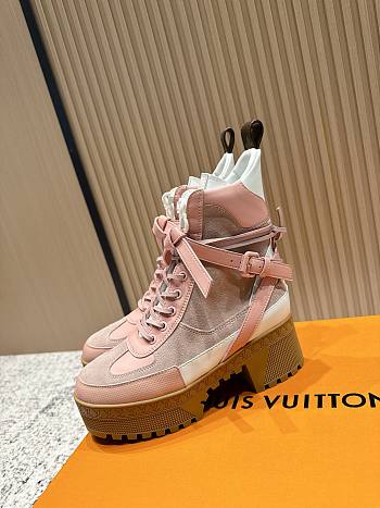 Louis Vuitton LV Monogram Suede Pink Combat Boots