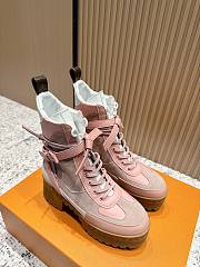 Louis Vuitton LV Monogram Suede Pink Combat Boots - 3