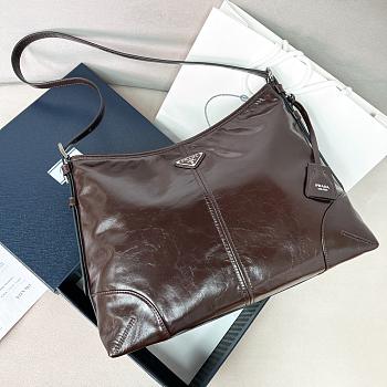 Prada Aimèe large leather shoulder bag Dark brown - 35x26.5x11cm