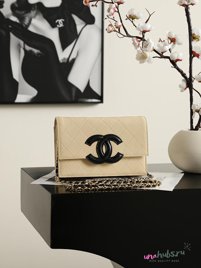 Chanel Wallet on chain calfskin Beige - 19x12x3.5cm - 1