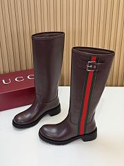 Gucci biker boot with Web Dark brown - 1
