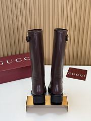 Gucci biker boot with Web Dark brown - 4