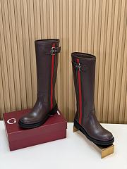 Gucci biker boot with Web Dark brown - 3