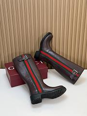 Gucci biker boot with Web Dark brown - 2