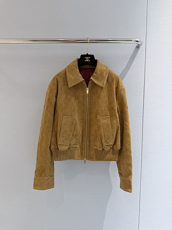 Chanel Blouson Suede Calfskin Fango Beige
