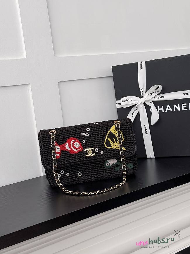  Chanel Coco Beach small flap bag black mesh 25.5x16x7cm - 1