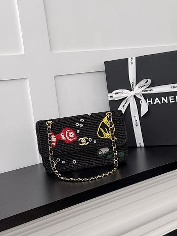  Chanel Coco Beach small flap bag black mesh 25.5x16x7cm