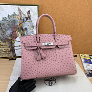 Hermes Birkin 30 Pink Ostrich Silver 30cm - 1