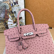 Hermes Birkin 30 Pink Ostrich Silver 30cm - 3