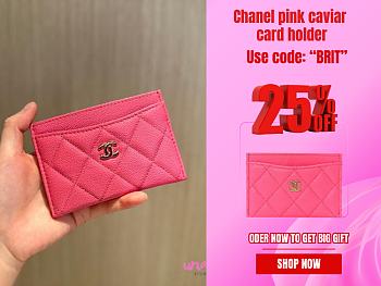 Chanel pink caviar card holder